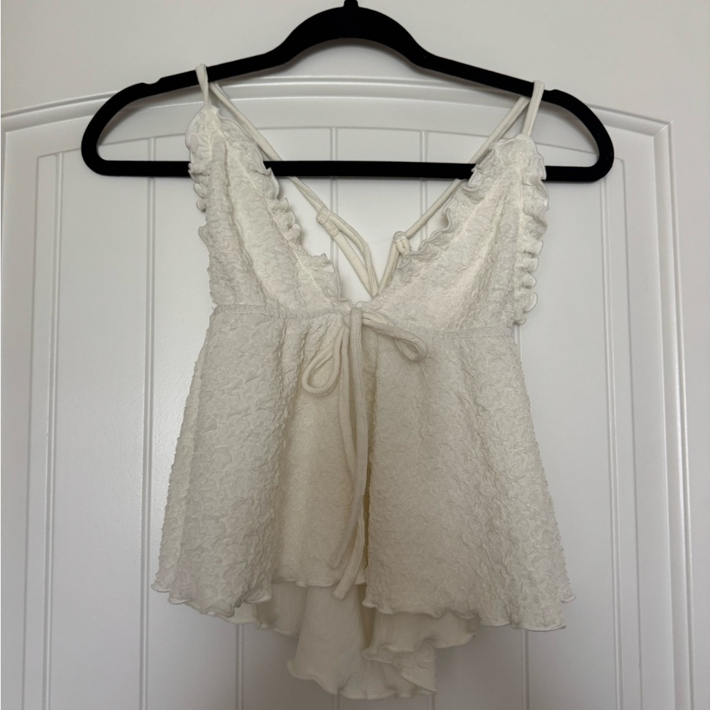 Trimmed White Flowy Top